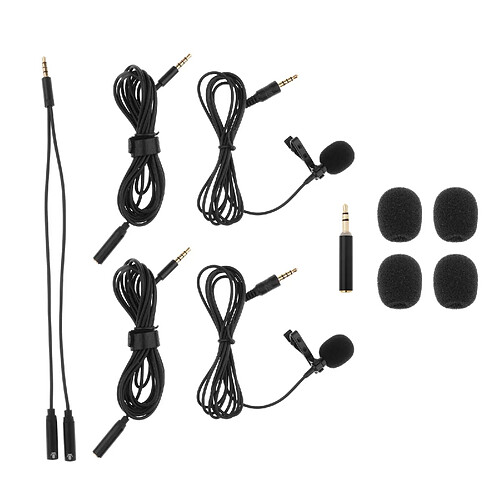 Lot de 2 Micro-cravates Lavalier - Micro-cravate Omnidirectionnel Professionnel avec Micro Cravate à Pince Compatible avec - Microphone à Revers