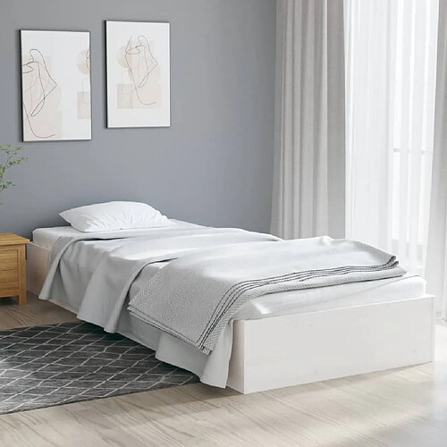 vidaXL Cadre de lit sans matelas blanc bois massif 90x190 cm