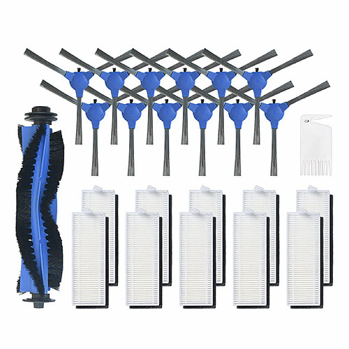 6paires Brosses latérales+10pcs filtres+1pc brosses blanches+1pc brosse à rouleau pour Conga Robot 1090 Aspirateur