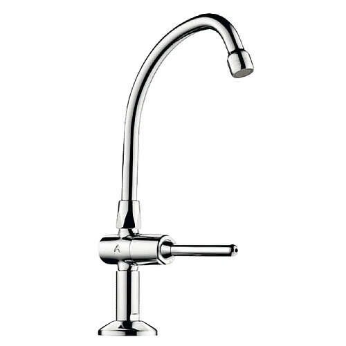 Robinet de lavabo à levier TEMPOSTOP avec pilier à bec col de cygne L200 - DELABIE - 737202