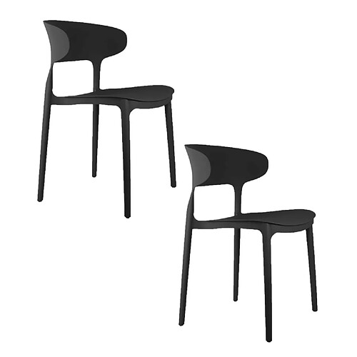 LEITMOTIV Lot de 2 chaises design Fain - Noir