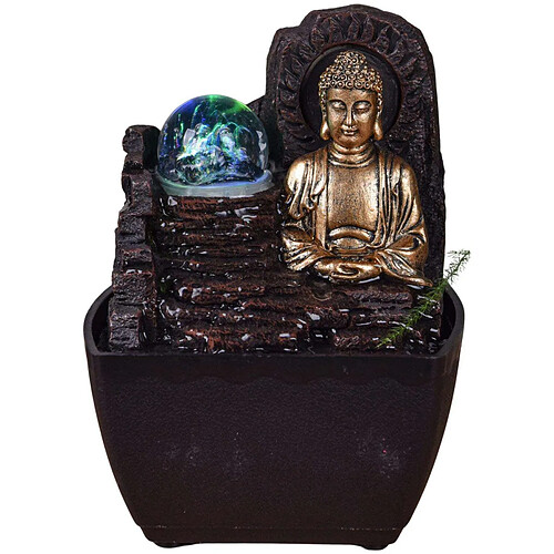 Zen'Arôme Petite fontaine d'intérieure en résine avec LED bouddha Theravada.