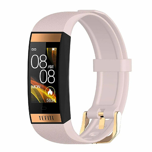 Justgreenbox Bracelet intelligent fréquence cardiaque pression artérielle surveillance de l'oxygène IP67 étanche, Beige & Rose