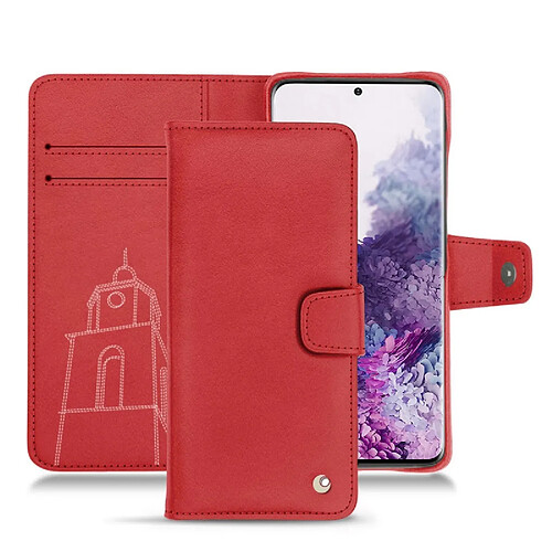 Housse cuir Samsung Galaxy S20 - Rabat portefeuille - Rouge troupelenc ( Pantone #AB191A ) - NOREVE