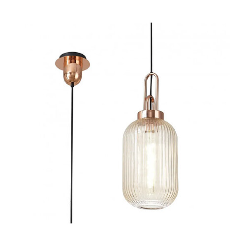 Luminaire Center Suspension design 1 ampoule Cuivre,champagne