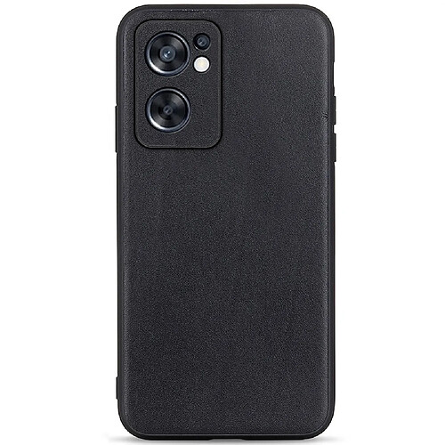 Coque en TPU + cuir véritable anti-rayures, légèreté, noir pour votre Oppo Reno7 SE 5G