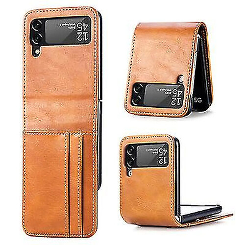 Universal Étui de téléphone en cuir PU pliant pour Samsung Galaxy Z Flip 3 - Brown