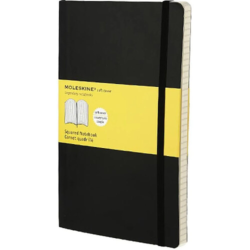 Moleskine Carnet quadrillé Grand format Couverture souple noire 13 x 21 cm