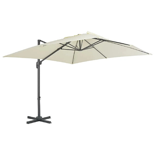 Helloshop26 Parasol meuble de jardin en porte-à-faux avec mât en aluminium 300 x 300 cm sable 02_0008615