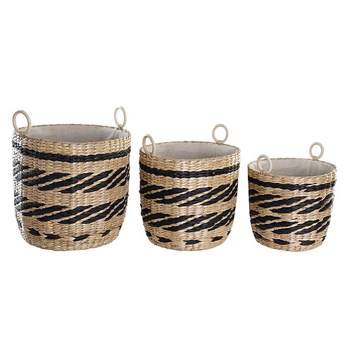 Set de basket DKD Home Decor Polyester Colonial Fibre (38 x 38 x 36 cm)