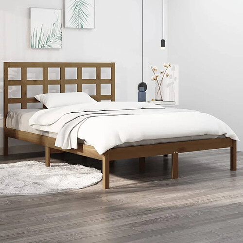 vidaXL Cadre de lit sans matelas marron miel 120x200 cm bois massif