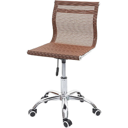 Decoshop26 Chaise de bureau pivotante sans accoudoirs revêtement en maille tissu/textile marron BUR04111