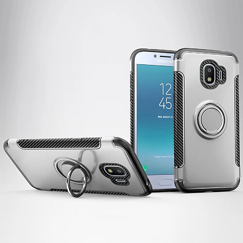 Wewoo Coque Étui de protection magnétique à 360 degrés avec bague de rotation pour Galaxy J2 Pro 2018 argent