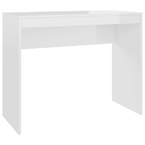 Maison Chic Bureau,Table de travail,bureau de travail pour chambre Blanc brillant 90x40x72 cm Bois d'ingénierie -GKD25317