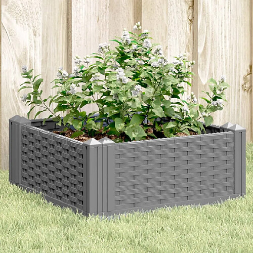 vidaXL Jardinière avec piquets gris clair 42,5x42,5x28,5 cm PP