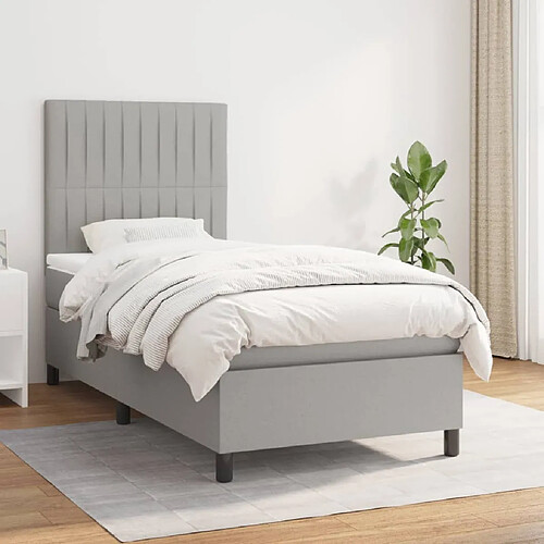 vidaXL Sommier à lattes de lit avec matelas Gris clair 80x200 cm Tissu