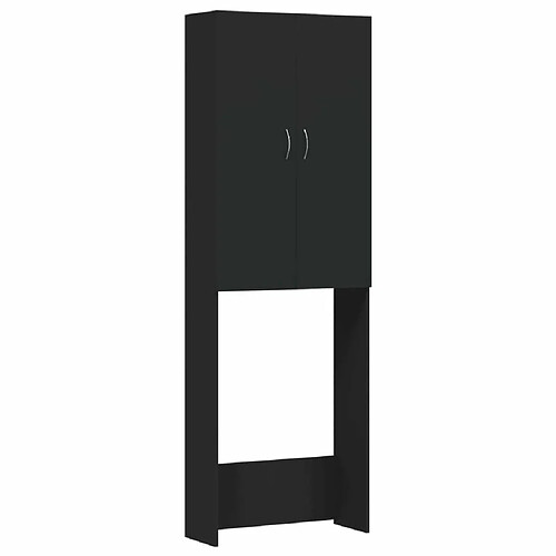 Maison Chic Meuble rangement de salle de bain | Meuble pour machine à laver | Armoire murale de bain Noir 64x25,5x190 cm -GKD50642