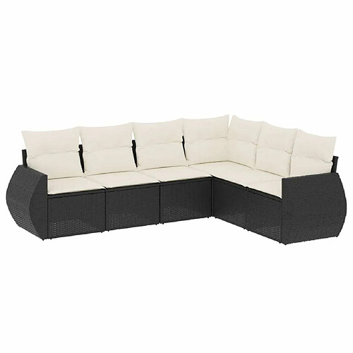 Maison Chic Salon de jardin 6 pcs avec coussins | Ensemble de Table et chaises | Mobilier d'Extérieur noir résine tressée -GKD42875