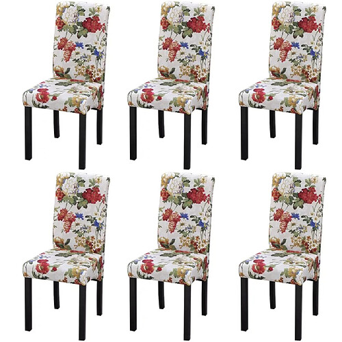 Decoshop26 Lot de 6 chaises de salle à manger cuisine design rétro tissu multicolore CDS022656