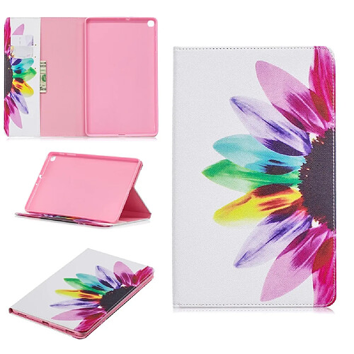 Etui en PU motif imprimé avec support pétales colorés pour votre Samsung Galaxy Tab A 10.1 (2019) T510