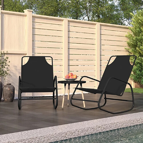 Maison Chic Lot de 2 Chaises longues à bascule | Bain de soleil Relax | Transat Noir Acier et textilène -GKD54518