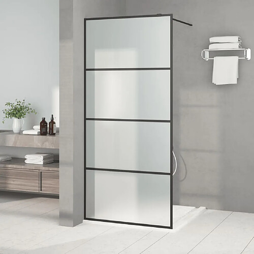 vidaXL Paroi de douche Noir 90x195 cm Verre ESG dépoli