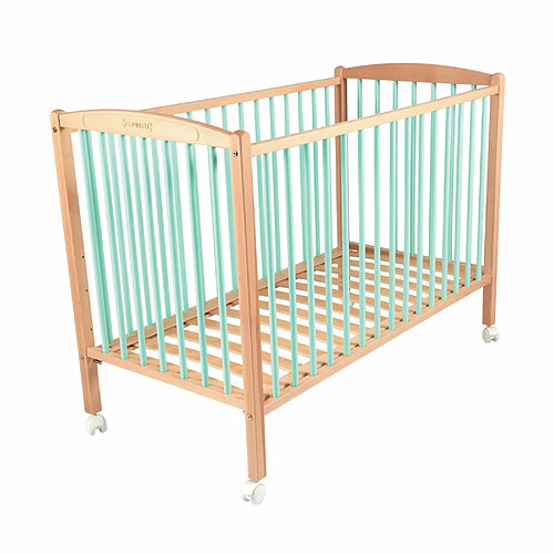 Combelle Lit Arthur 60x120 avec roulettes Hybride Vert mint