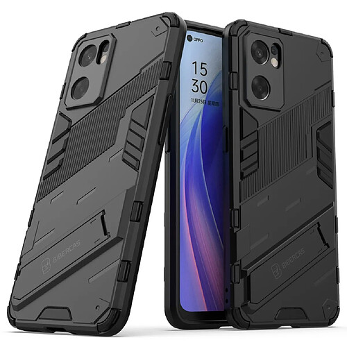 Coque en TPU antichoc, anti-rayures avec béquille, noir pour votre Oppo Reno7 SE 5G