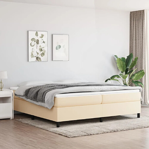 vidaXL Sommier à lattes de lit avec matelas Crème 200x200 cm Tissu