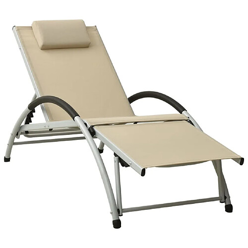 Maison Chic Chaise longue avec oreiller | Bain de soleil Relax | Transat textilène crème -GKD66628