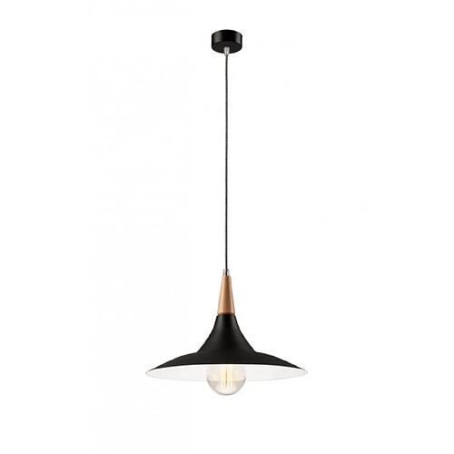 Lumière Suspension Dome Bois,acier Noir 1 ampoule 87cm