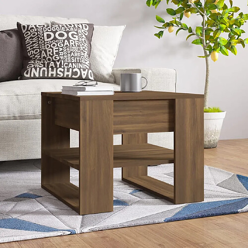 vidaXL Table basse Chêne marron 55,5x55x45 cm Bois d'ingénierie