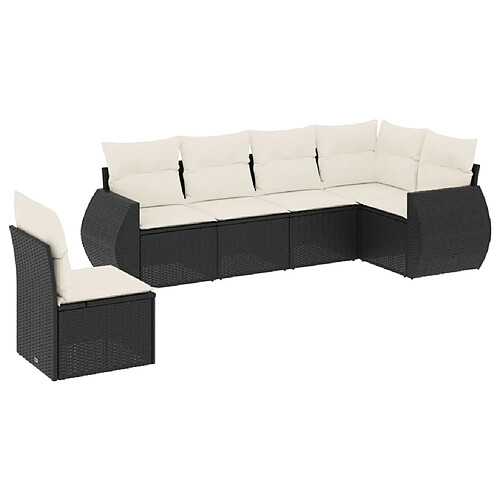 Maison Chic Ensemble Tables et chaises d'extérieur 6pcs avec coussins,Salon de jardin noir résine tressée -GKD441704