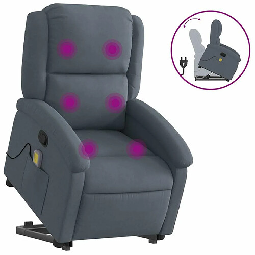 Maison Chic Fauteuil Relax pour salon, Fauteuil de massage inclinable Gris foncé Velours -GKD61971