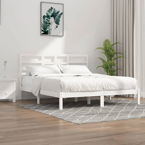 Maison Chic Lit Super King - Cadre de lit,Structure du lit Contemporain pour chambre Blanc Bois massif 180x200 cm -MN79313