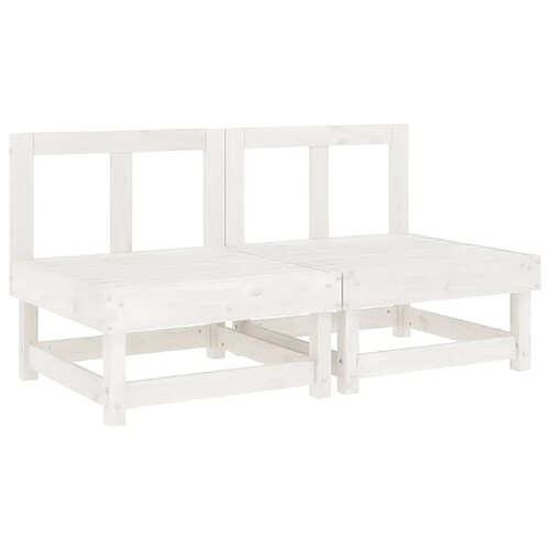 Maison Chic Canapés centraux de jardin 2 pcs | Canapé Sofa d'extérieur | Fauteuil terrasse blanc bois de pin massif -MN73621