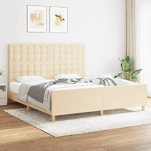 vidaXL Cadre de lit sans matelas crème tissu