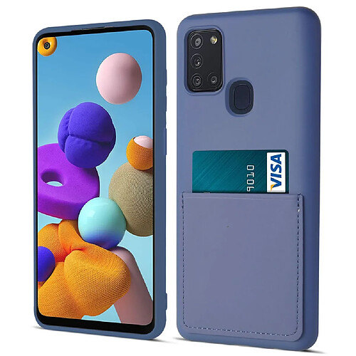 Coque en silicone anti-rayures avec porte-carte saphire pour votre Samsung Galaxy A21s