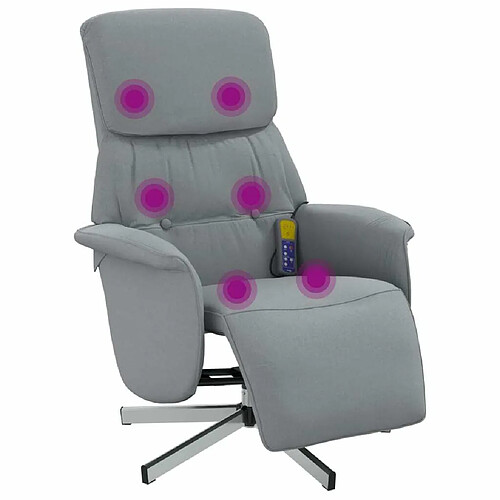 Maison Chic Fauteuil Relax pour salon, Fauteuil inclinable de massage et repose-pieds gris clair tissu -GKD44518