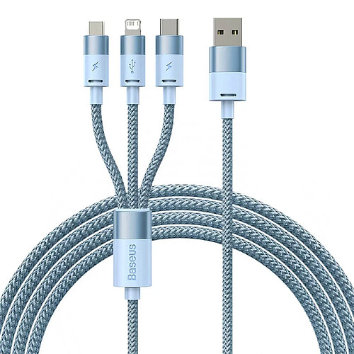 Câble USB-A Baseus Otg Starspeed pour Microusb/Usb-C/Lightning 1,2M Bleu