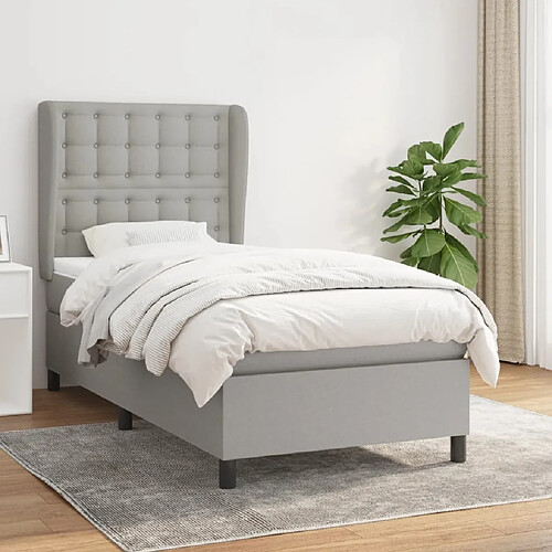 vidaXL Sommier à lattes de lit avec matelas Gris clair 80x200 cm Tissu