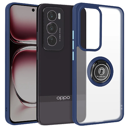 Avizar Coque pour Oppo Reno 12 Pro Bague Métallique Support Vidéo Bleu Nuit