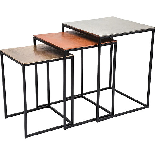 Karedesign Tables d'appoint loft Square Vintage set de 3 Kare Design