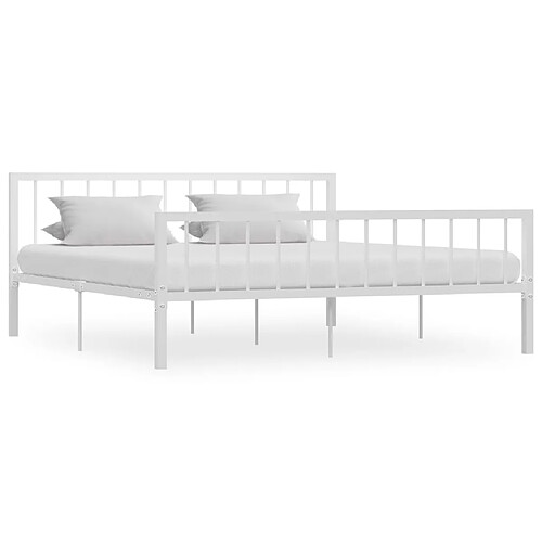 Maison Chic Lit adulte - Lit simple Cadre de lit,Structure du lit Contemporain Blanc Métal 180 x 200 cm -MN47775