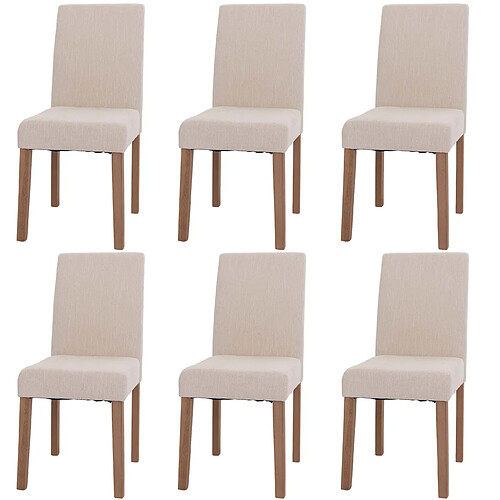 Decoshop26 Lot de 6 chaises de salle à manger dossier haut en tissu chenille crème pieds clairs 04_0007635