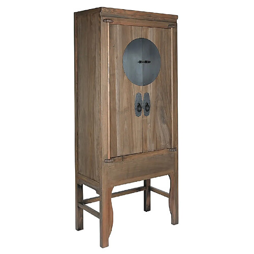 Pegane Armoire de rangement en bois/métal coloris marron - Longueur 85 x Profondeur 44 x Hauteur 194 cm