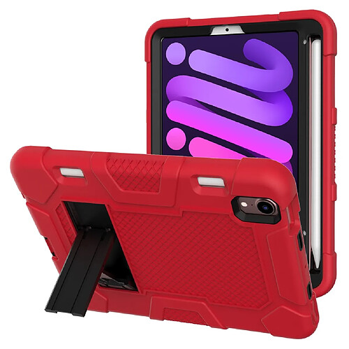 Coque en TPU + silicone avec béquille, couleur contrastée rouge/noir pour Apple iPad mini (2021)