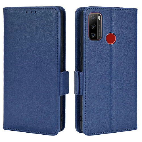 Etui en PU texture litchi, fermoir magnétique avec support, bleu foncé pour votre Ulefone Note 10