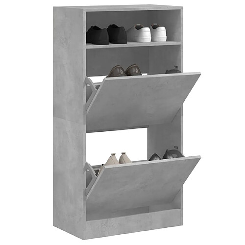 vidaXL Armoire à chaussures gris béton 60x34x116 cm bois d'ingénierie