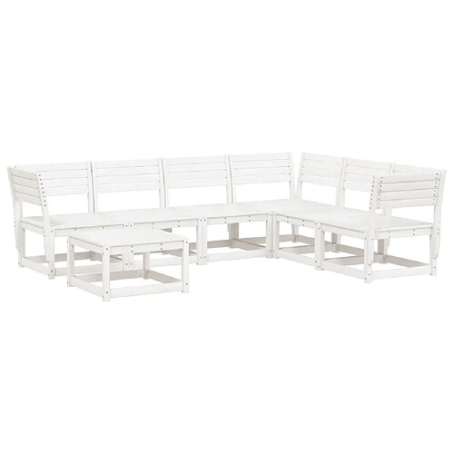 Maison Chic Salon de jardin 7 pcs | Ensemble de Table et chaises | Mobilier d'Extérieur Blanc Bois de pin massif -GKD91046